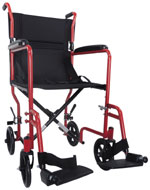 Steel Compact Transport Wheelchair Red