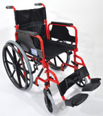 Self Propelled Steel Wheelchair Red