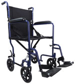 Steel Compact Transport Wheelchair Blue