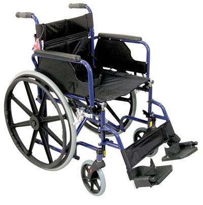 Self Propelled Steel Wheelchair Blue